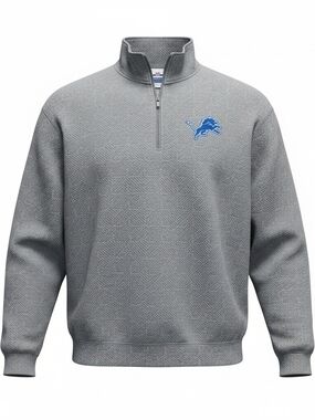 ​NFL Combine Detroit Lions Gray Quarter Zip Sweatshirt Men's Size XXL 2XL EUC